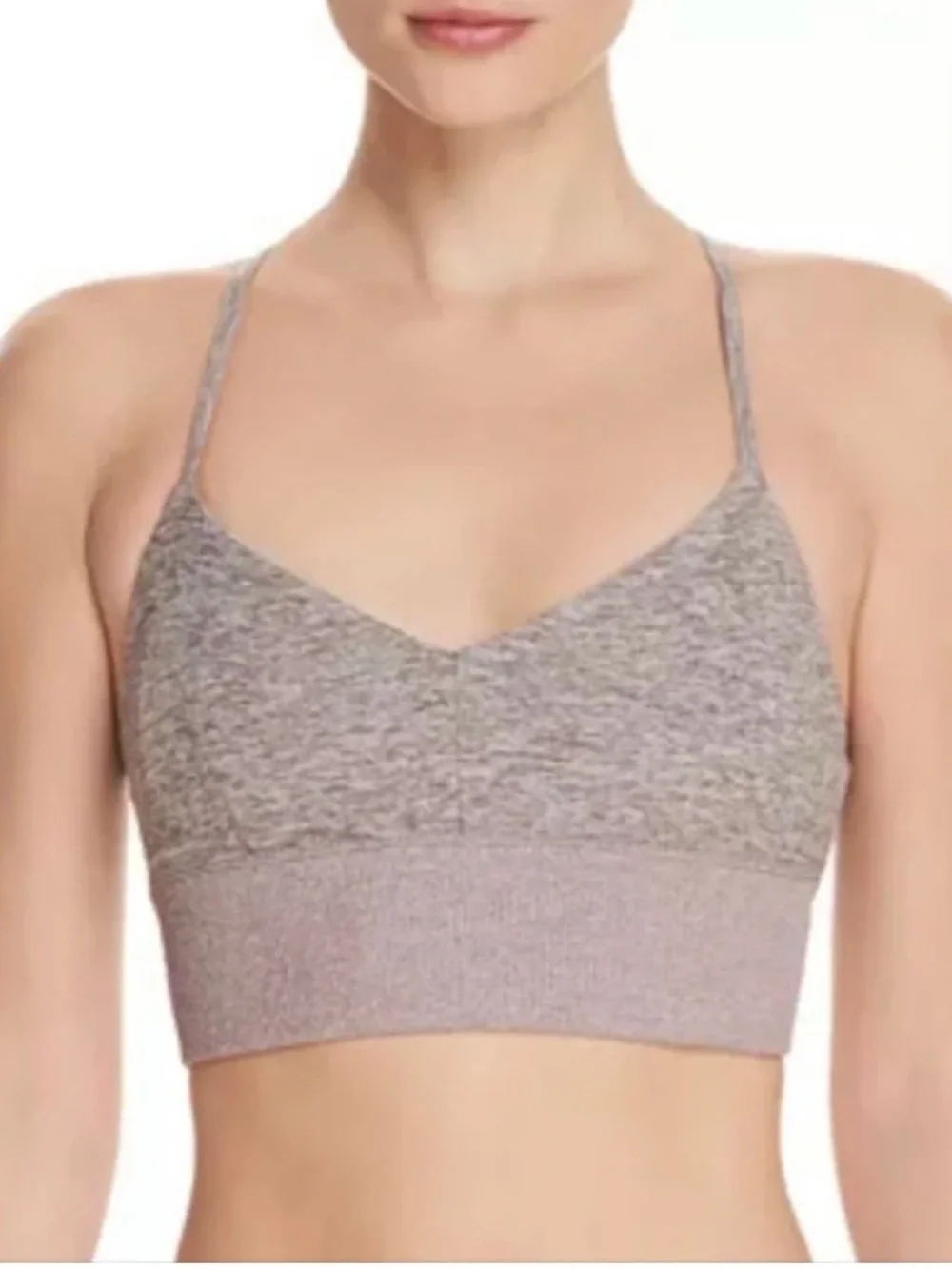 Alo Yoga Lush Alosoft Strappy Sports Bra Mauve Pink Heather Size XS